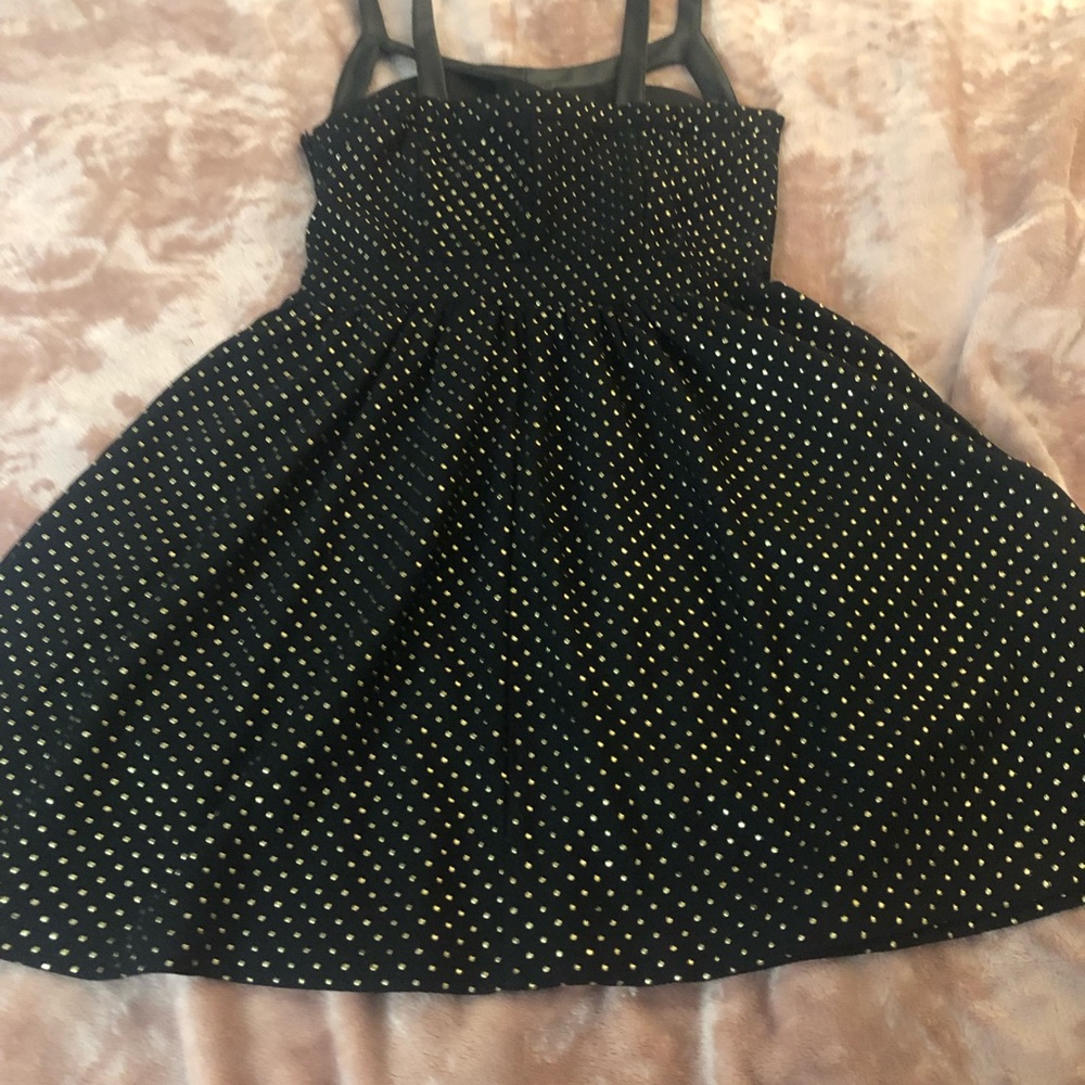 Little black dress with gold studs